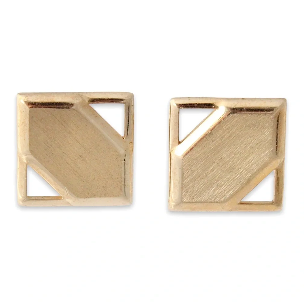 Vintage Swank Gold Plated Square Cufflinks Large Geometric Men’s Cuff Links